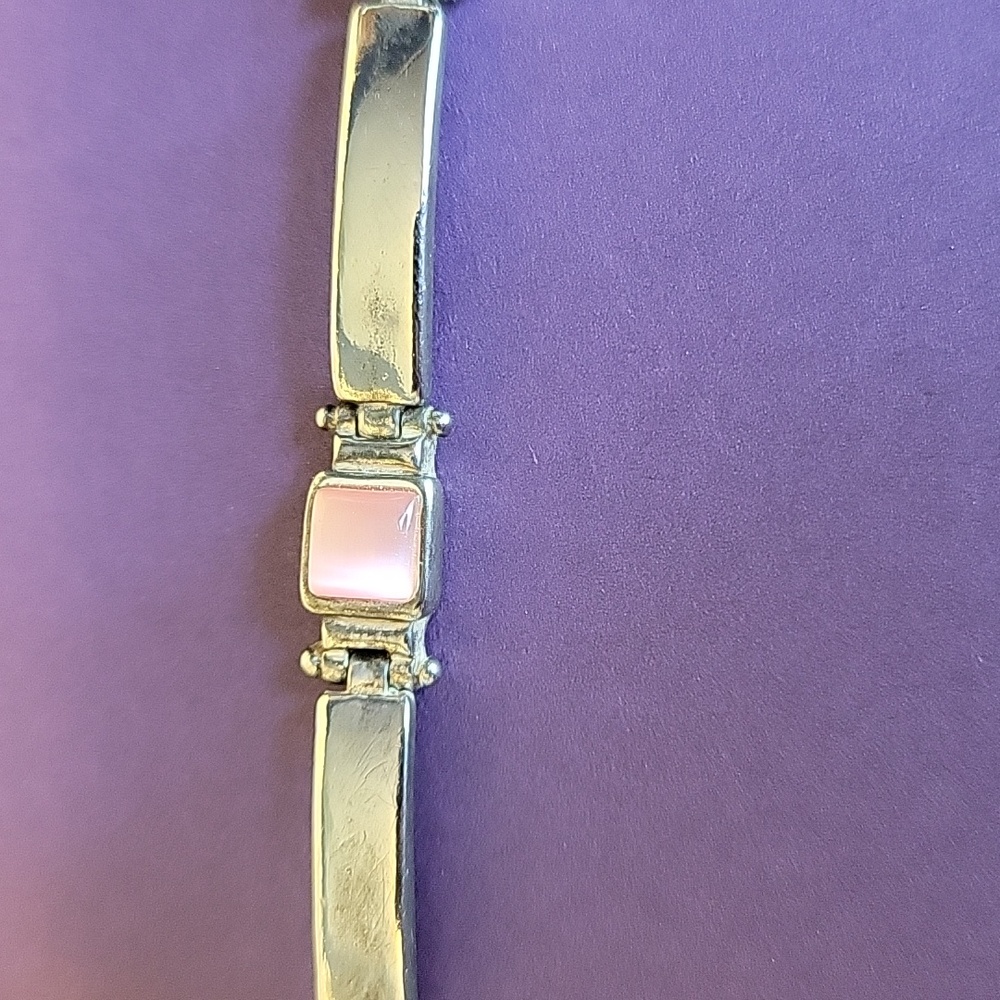 Bracelet Silver toned with Pink Opalite/Rose Quartz